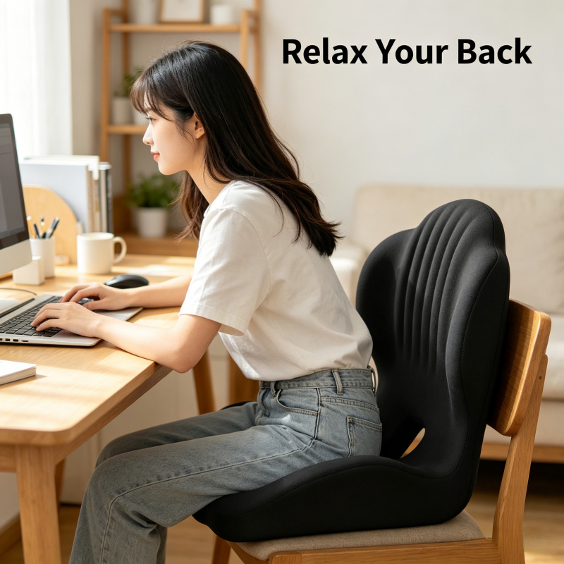 Gaming Chair Lumbar Pillow - เบาะรองหลังเมมโมรี่โฟม – เบาะรองนั่งสำหรับผู้ที่นั่งนาน ช่วยลดแรงกดและปรับท่านั่ง แก้ไขอาการปวดหลัง เหมาะสำหรับเก้าอี้สำนักงาน