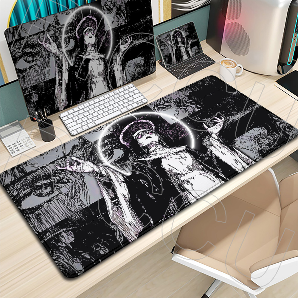 Pc Gaming Girl - แผ่นรองเมาส์ลายอนิเมะสาวสไตล์แม่ชีสีดำเข้ม แผ่นรองเมาส์โกธิค แผ่นรองเมาส์ยางสำหรับสำนักงาน ขนาด XXL อุปกรณ์เสริมสำหรับพีซี