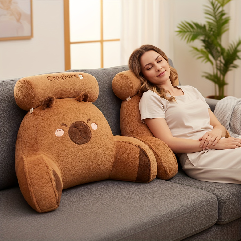 Gaming Chair Lumbar Pillow - พนักพิงเก้าอี้ตุ๊กตาผ้ากำมะหยี่ธีมคาปิบารา พร้อมซิปปิด หมอนอเนกประสงค์ เหมาะสำหรับตกแต่งบ้าน น่ารัก
