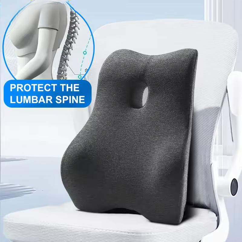 Gaming Chair Lumbar Pillow - หมอนรองเอวสำหรับสำนักงาน หมอนรองหลังตามหลักสรีรศาสตร์ ทำจากเมมโมรี่โฟม รูปทรงโค้ง 4 มิติ