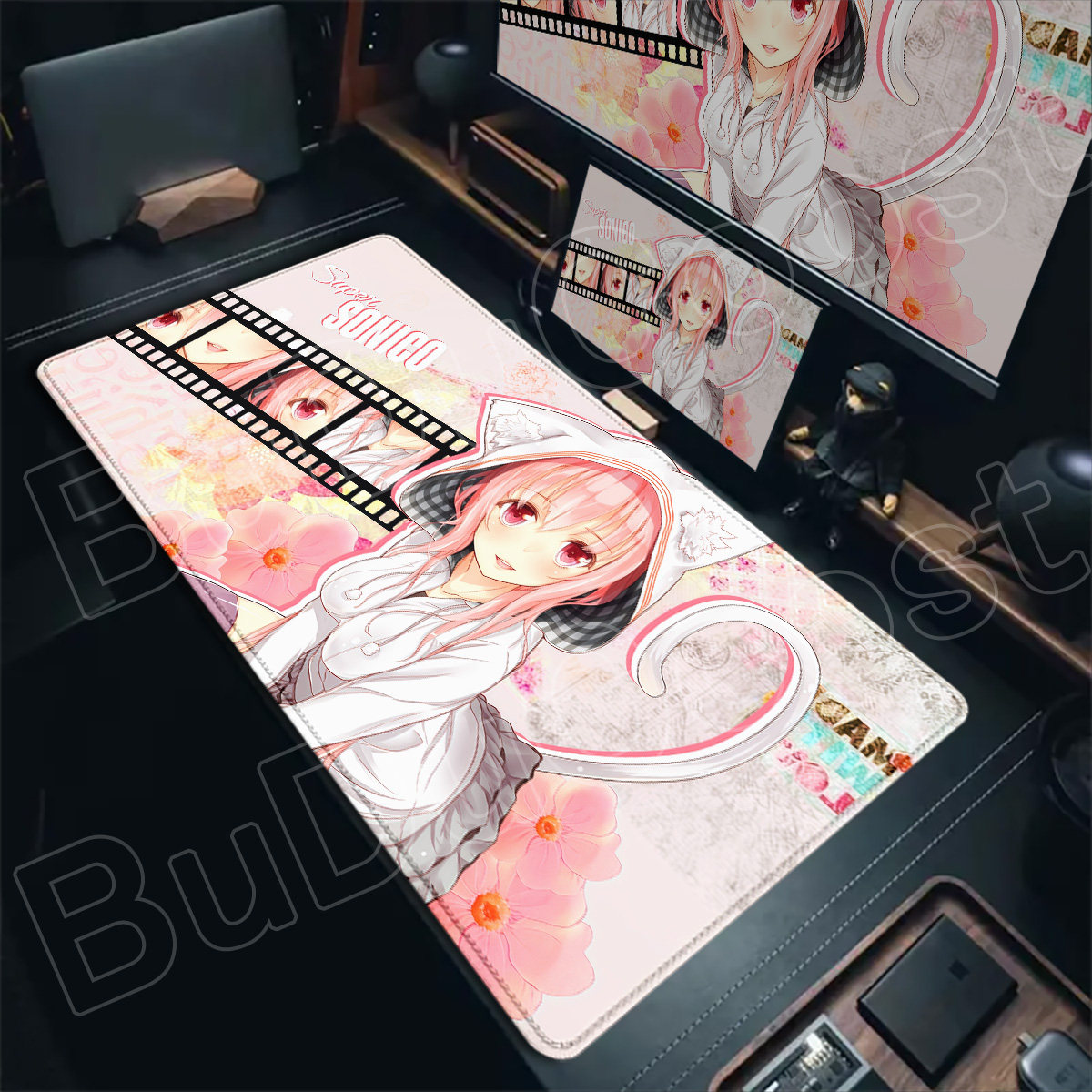 Pc Gaming Girl - แผ่นรองเมาส์ XXL สำหรับแล็ปท็อป ลายการ์ตูนน่ารัก ซุปเปอร์โซนิโก้ ขนาดใหญ่