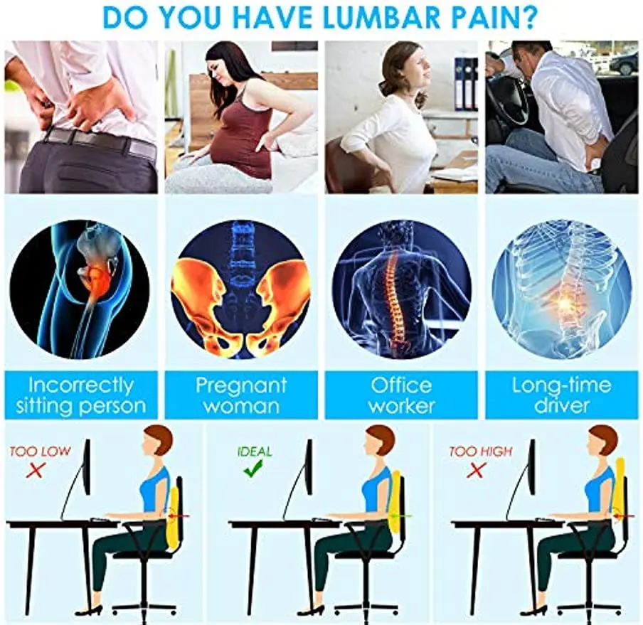 หมอนรองเอวหน่วยความจําโฟมเบาะน - Gaming Chair Lumbar Pillow บทวิจารณ์และราคา