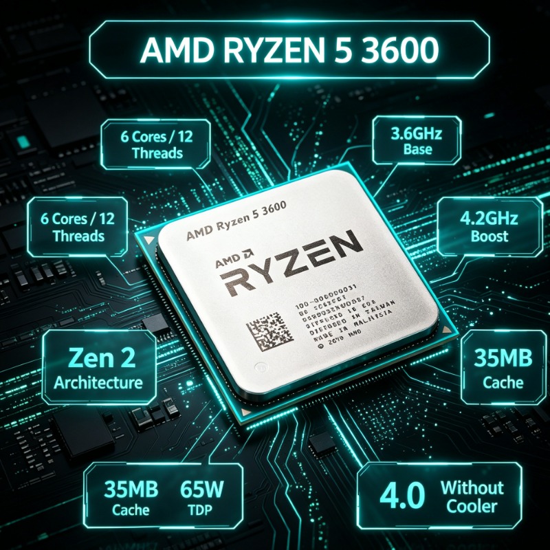AMD Ryzen R5 3600 ซีพียูสำหรับ - Pc Gaming Cpu บทวิจารณ์และราคา