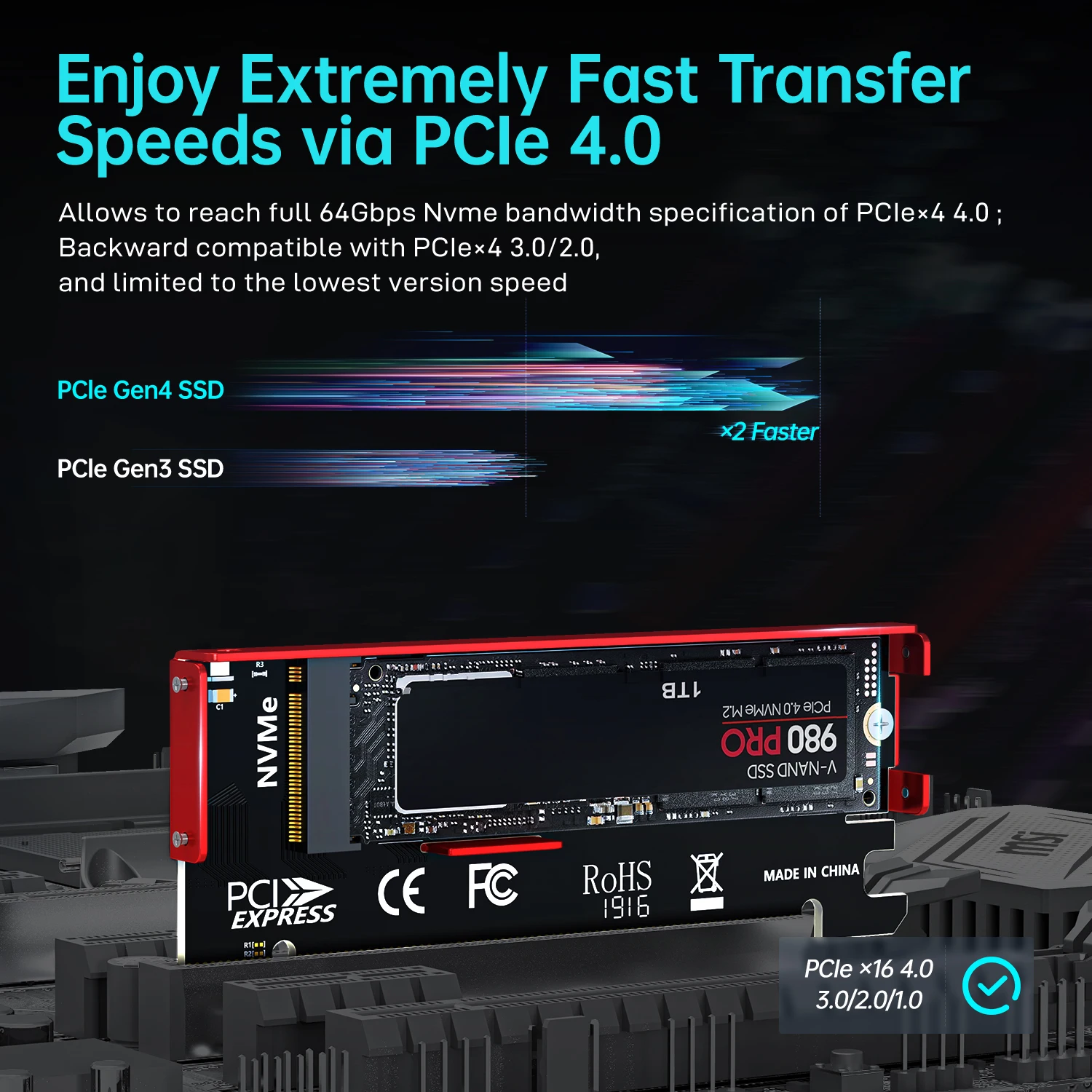 JEYI M.2 NVME ถึง PCIe 4.0 X16 - Samsung Ssd 990 Pro บทวิจารณ์และราคา